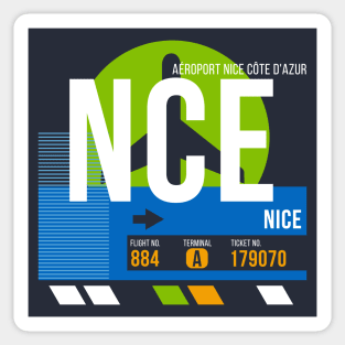 Nice (NCE) Airport // Retro Sunset Baggage Tag Sticker